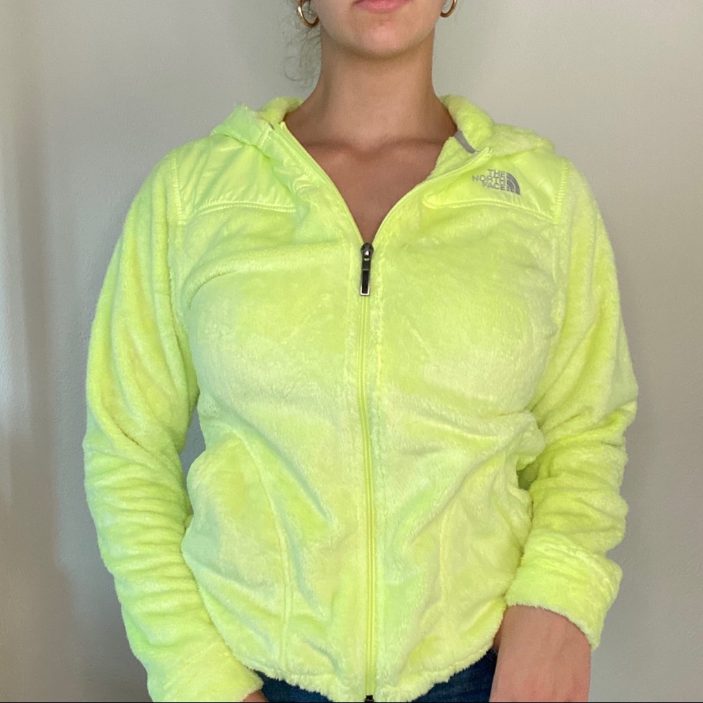 The North Face Women’s Osito Fleece Neon Yellow Full Zip Jacket with Hood